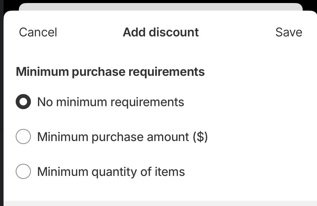 Step 7: Set Minimum Requirements for the Discount